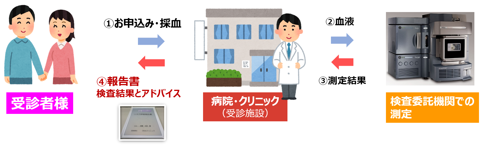 図:酸化ストレス検査の流れ